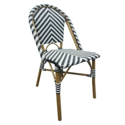 Rattan Terrassenstuhl Pariser Stil Schwarz/Weiss (2 Stück)