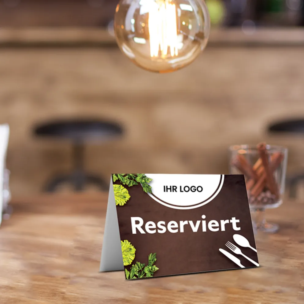 Reserviert-Tischschild Brown mit Logo (250 Stk.)