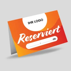 Reserviert-Tischschild Citrus mit Uhrzeit-Feld & Logo (250 Stk.)