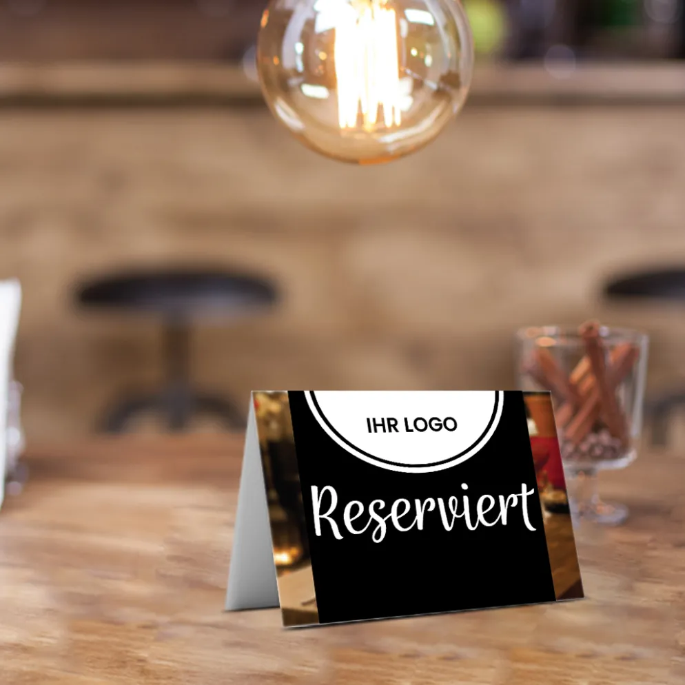 Reserviert-Tischschild Dark mit Logo (250 Stk.)