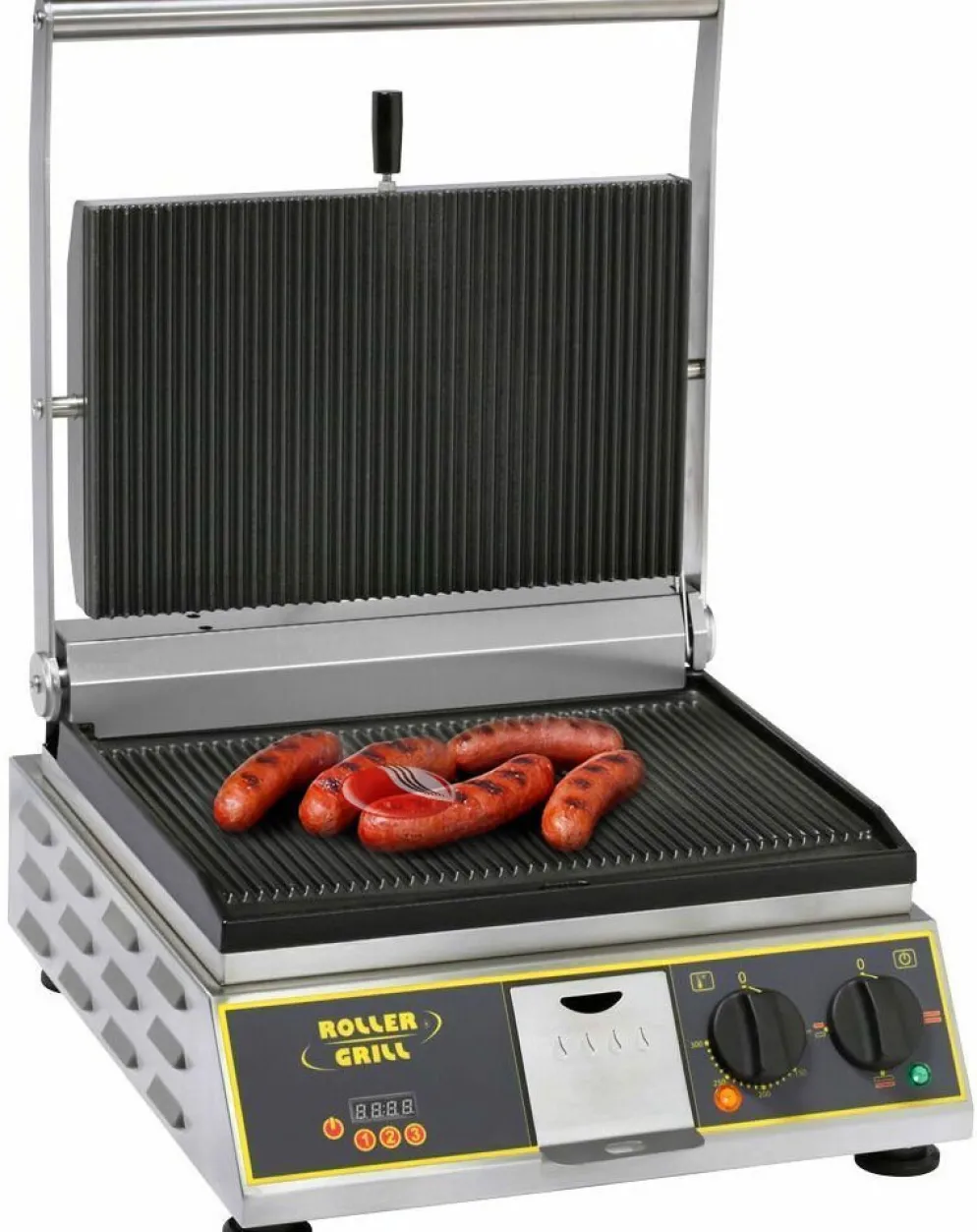 ROLLER GRILL Kontaktgrill mit Timer, gerillt, 400x475x310mm