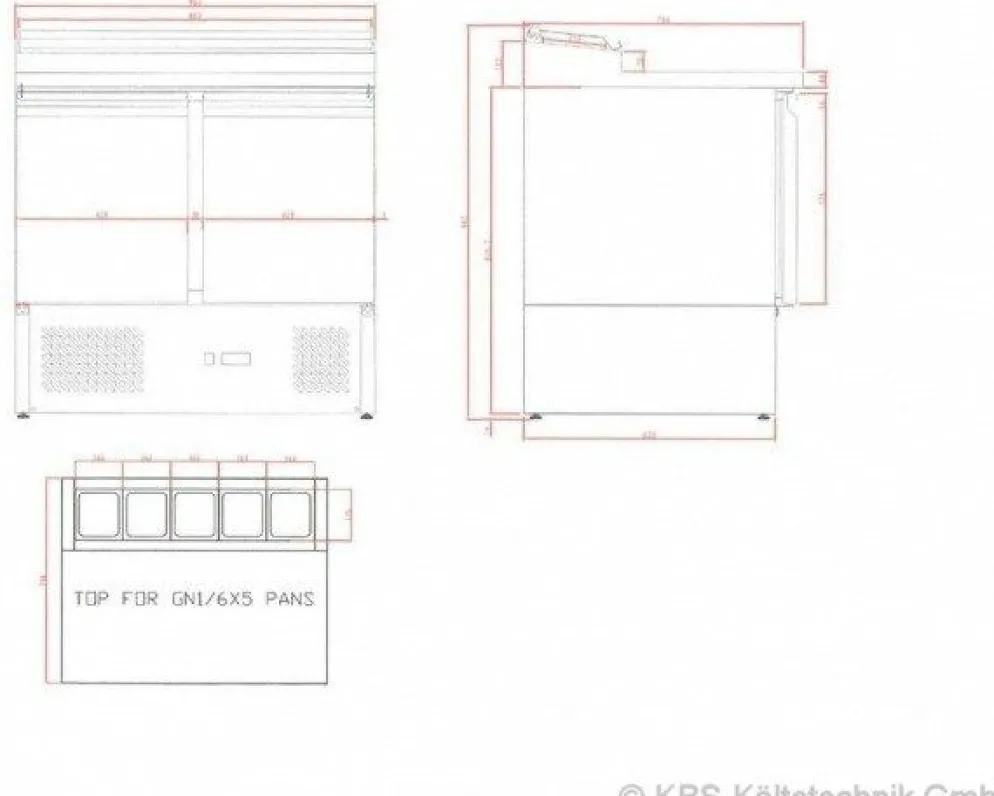 Saladette Belegstation 260, 900x700x1006 mm - GN 1/1