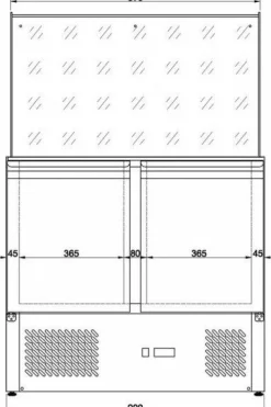 Saladette KBS 908, 2 Türen mit Glasaufbau, 900x700x1345mm