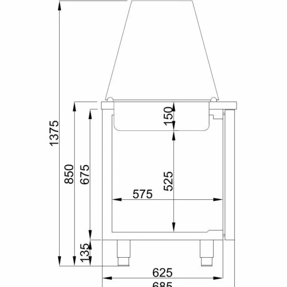 Saladette Kühltisch, 2 Türen, 1400x700x850mm für 3x 1/1 GN