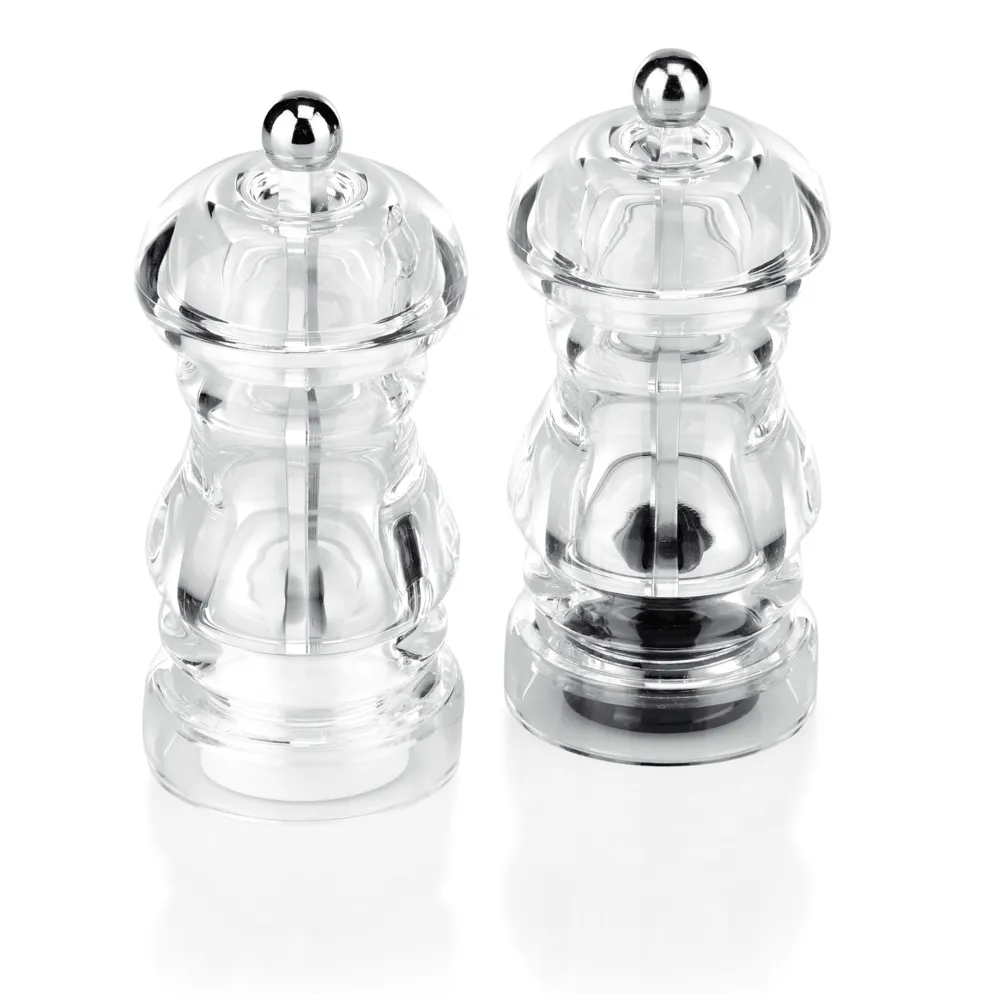 Salz-/Pfeffermühlen Set, Ø 5,5 cm, Höhe 13 cm, Edelstahl, Keramik, Acryl