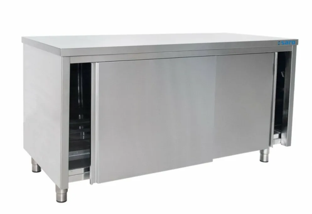 SARO Edelstahlschrank Schiebetür, 700 mm Tiefe, Breite 1800mm