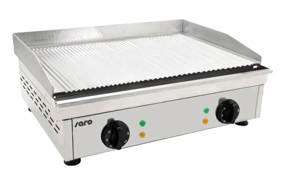 SARO FRY TOP GM610R | Gerillte Griddleplatte | Edelstahl | 3,5 kW