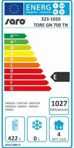 SARO Gewerbekühlschrank TORE GN 700 TN, 2/1 GN
