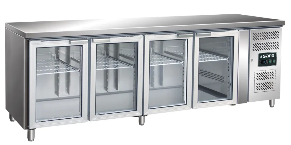SARO Kühltisch mit 4 Glastüren, GN 4100 TNG, Breite 2230mm