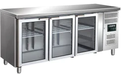 SARO Kühltisch mit 3 Glastüren, GN 3100 TNG, Breite 1795mm