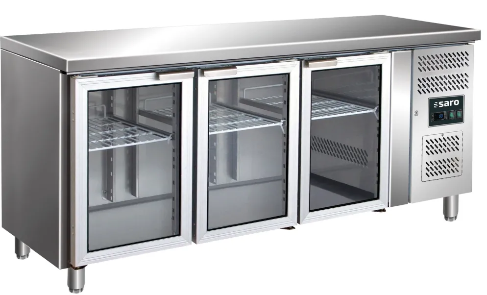 SARO Kühltisch mit 3 Glastüren, GN 3100 TNG, Breite 1795mm
