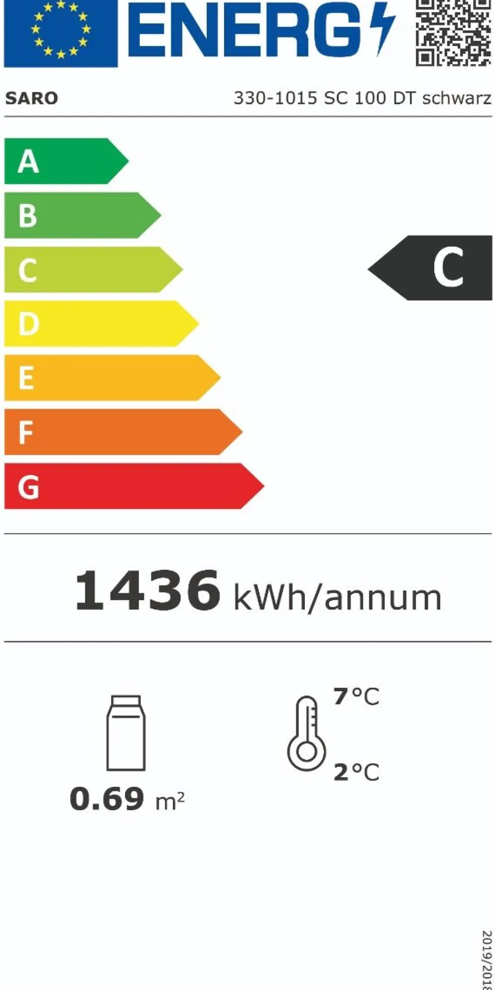 SARO Kühlvitrine mit Doppeltür SC100DT schwarz, 98 Liter
