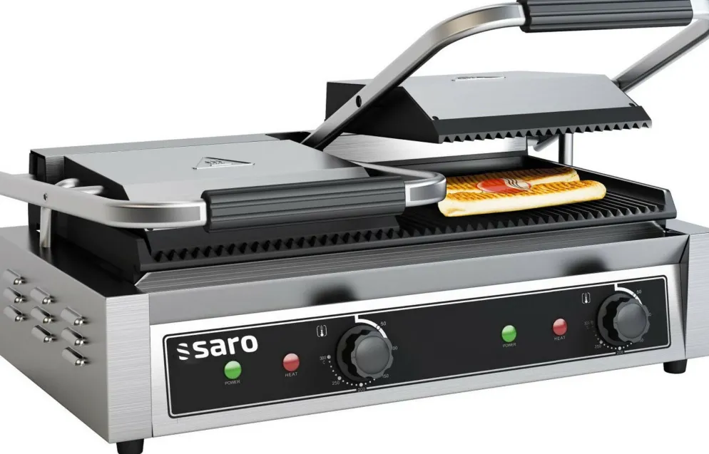 SARO Kontaktgrill PG 2, Grillplatten gerillt