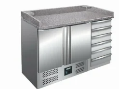 SARO Pizzatisch PZ9001, 2 Türen, 6 Schubladen, Breite 1420mm