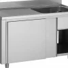 SARO Spülschrank mit Schiebetüren 1400mm, 1 Becken rechts