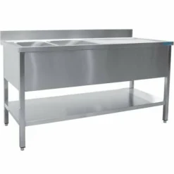SARO Spültisch 2 Becken, links - B 1600 x T 600 mm