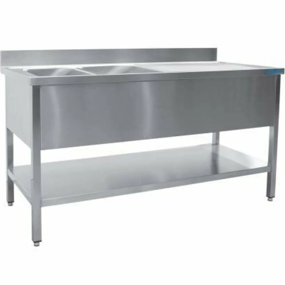 SARO Spültisch 2 Becken, links - B 1600 x T 600 mm