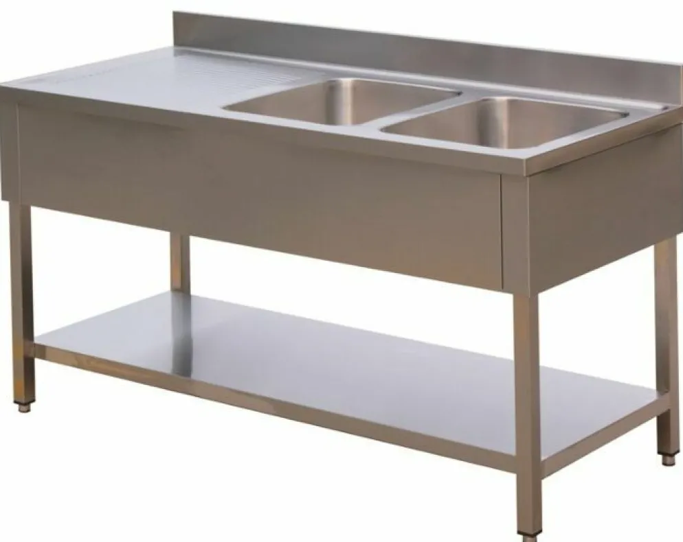 SARO Spültisch 2 Becken rechts Breite 2000mm x T 700mm