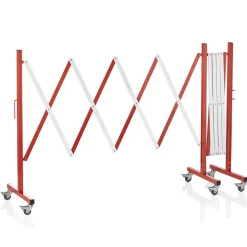 Scherensperre mit 6 Rollen, bis 4 m, rot/weiß, Aluminium