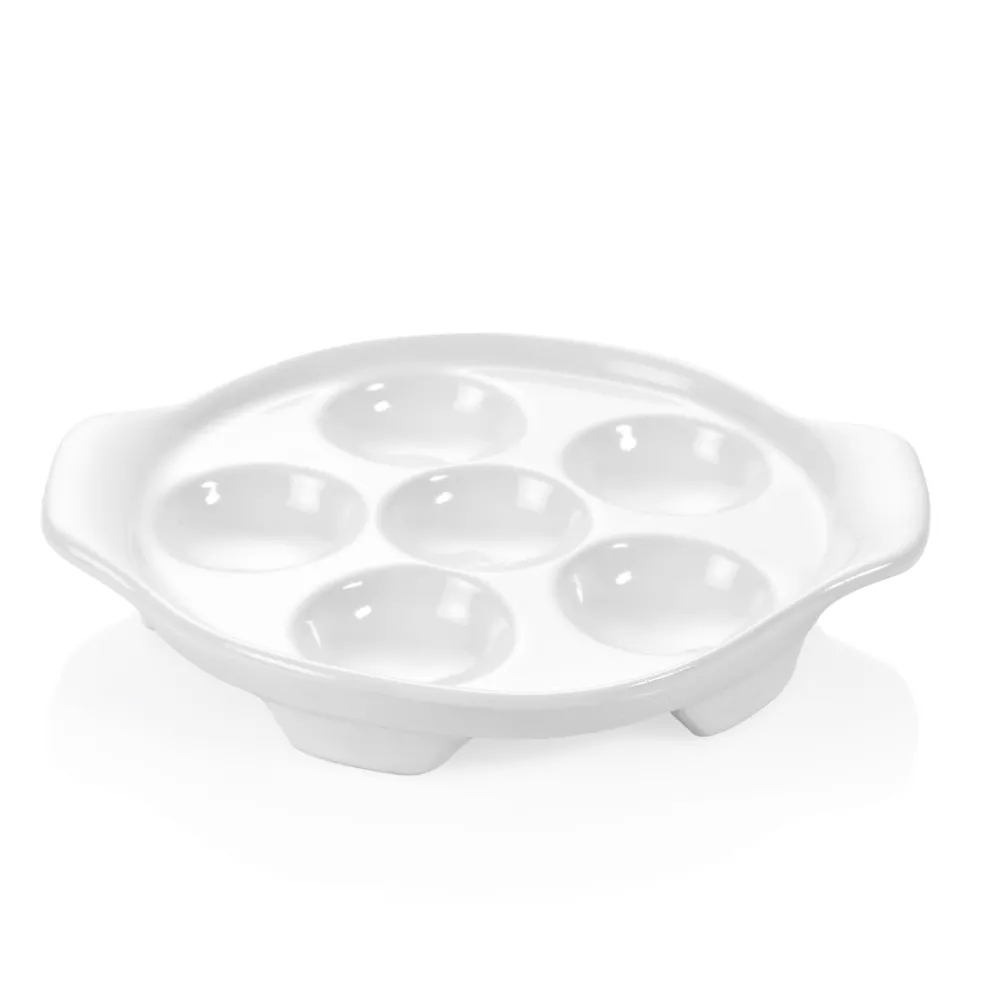 Schneckenpfanne Set, mit Lappengriffen, für 6 Schnecken, Ø 15 cm, Set á 6 Stück, Porzellan