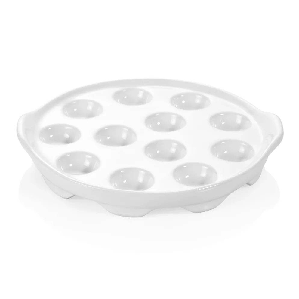 Schneckenpfanne Set, mit Lappengriffen, für 12 Schnecken, Ø 20 cm, Set á 6 Stück, Porzellan
