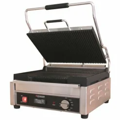 Schneider Edelstahl Kontaktgrill gerillt, Timer, große Grillfläche 29x38cm