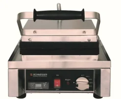 Schneider Edelstahl Kontaktgrill gerillt, Timer, große Grillfläche 29x38cm