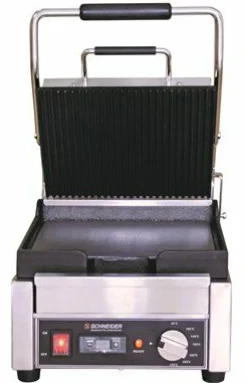Schneider Edelstahl Kontaktgrill gerillt/glatt, Timer, Grillfläche 24x26cm