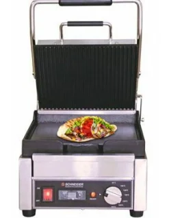 Schneider Edelstahl Kontaktgrill gerillt/glatt, Timer, Grillfläche 24x26cm