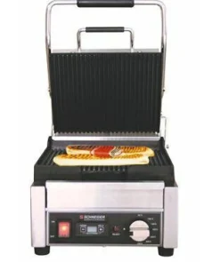 Schneider Edelstahl Kontaktgrill gerillt, Timer, Grillfläche 24x26cm