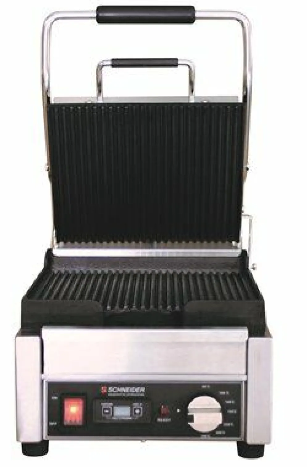 Schneider Edelstahl Kontaktgrill gerillt, Timer, Grillfläche 24x26cm