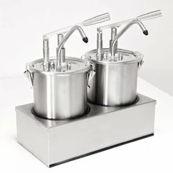 SCHNEIDER Saucenspender / Dosierspender 2x5 Liter Edelstahl mit Hebel