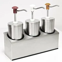 SCHNEIDER Saucenspender / Ketchup Mayo Senf Spender Edelstahl mit 3 Behältern 6,75L
