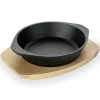 Servierpfanne IRON DINING, mit Holzuntersetzer, Ø 18 cm, Höhe 4,5 cm, Gusseisen, Holz