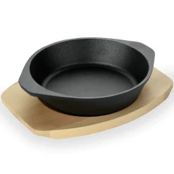 Servierpfanne IRON DINING, mit Holzuntersetzer, Ø 18 cm, Höhe 4,5 cm, Gusseisen, Holz