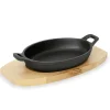 Servierpfanne IRON DINING, mit Holzuntersetzer, 15,5 x 9,5 x 3 cm, Gusseisen, Holz