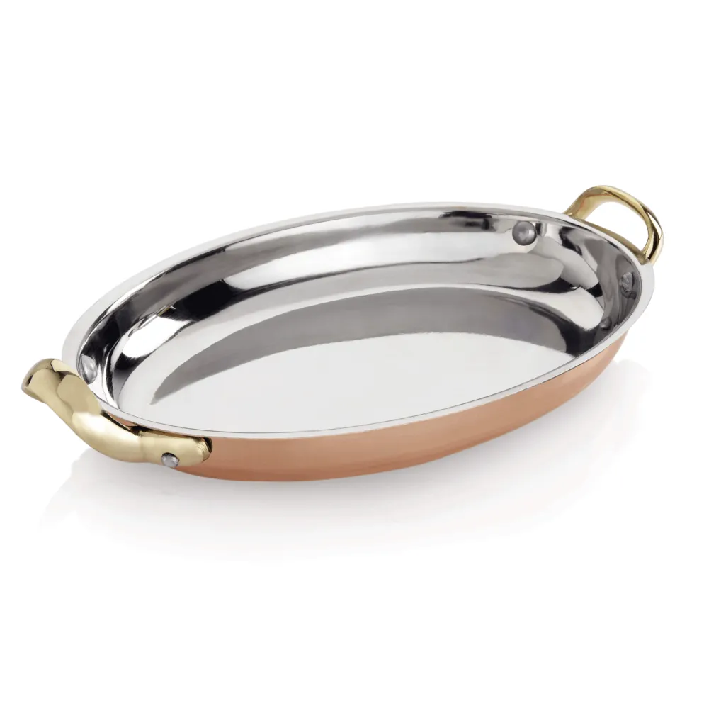 Servierpfanne STEEL & STYLE AMBER, 25 x 18 x 3,5 cm, 1 Liter, Kupfer, Messing, Chromnickelstahl