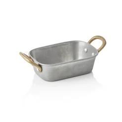 Servierpfanne STEEL & STYLE VINTAGE, mit 2 Messinggriffen, 13 x 8,5 x 3,5 cm, 230 ml, Chromnickelstahl
