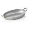 Servierpfanne STEEL & STYLE VINTAGE, mit 2 Messinggriffen, 31 x 22 x 4,5 cm, 1,4 Liter, Chromnickelstahl