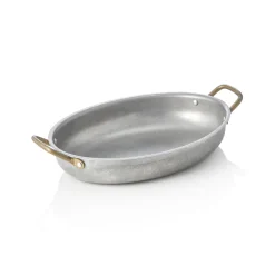 Servierpfanne STEEL & STYLE VINTAGE, mit 2 Messinggriffen, 26 x 20 x 4 cm, 1 Liter, Chromnickelstahl