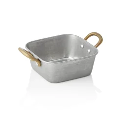 Servierpfanne STEEL & STYLE VINTAGE, mit 2 Messinggriffen, 12 x 12 x 5 cm, 420 ml, Chromnickelstahl