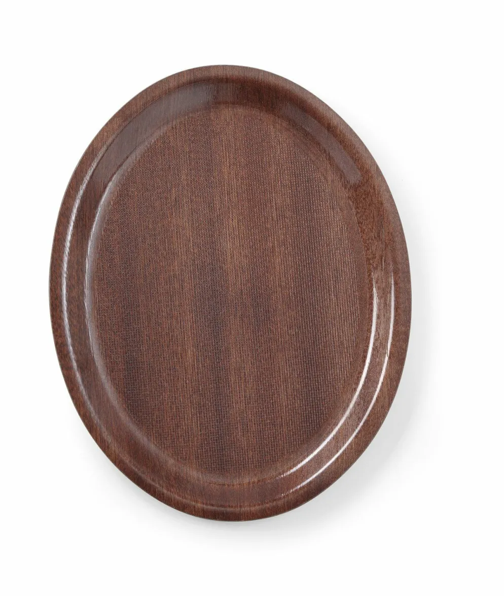 Serviertablett oval 200x265mm Holzoptik Antirutsch