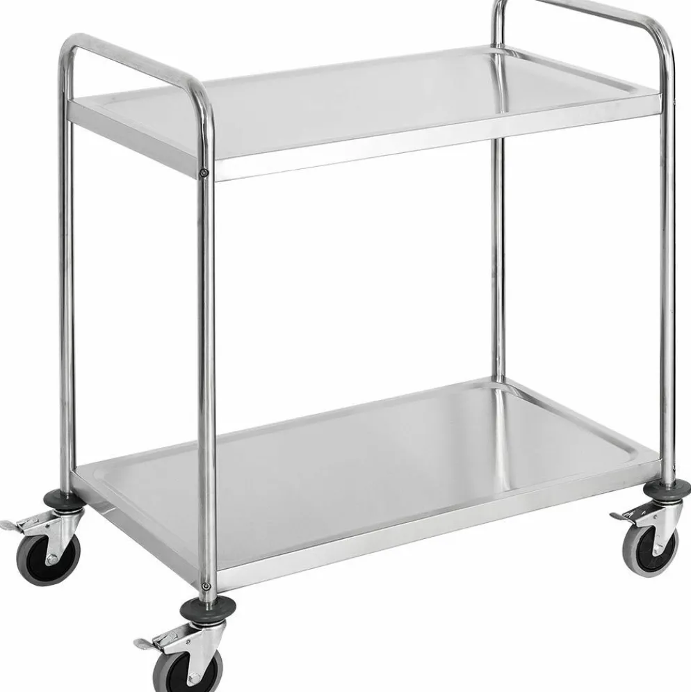 Servierwagen aus Edelstahl, mit zwei Borden, 845x525x940mm