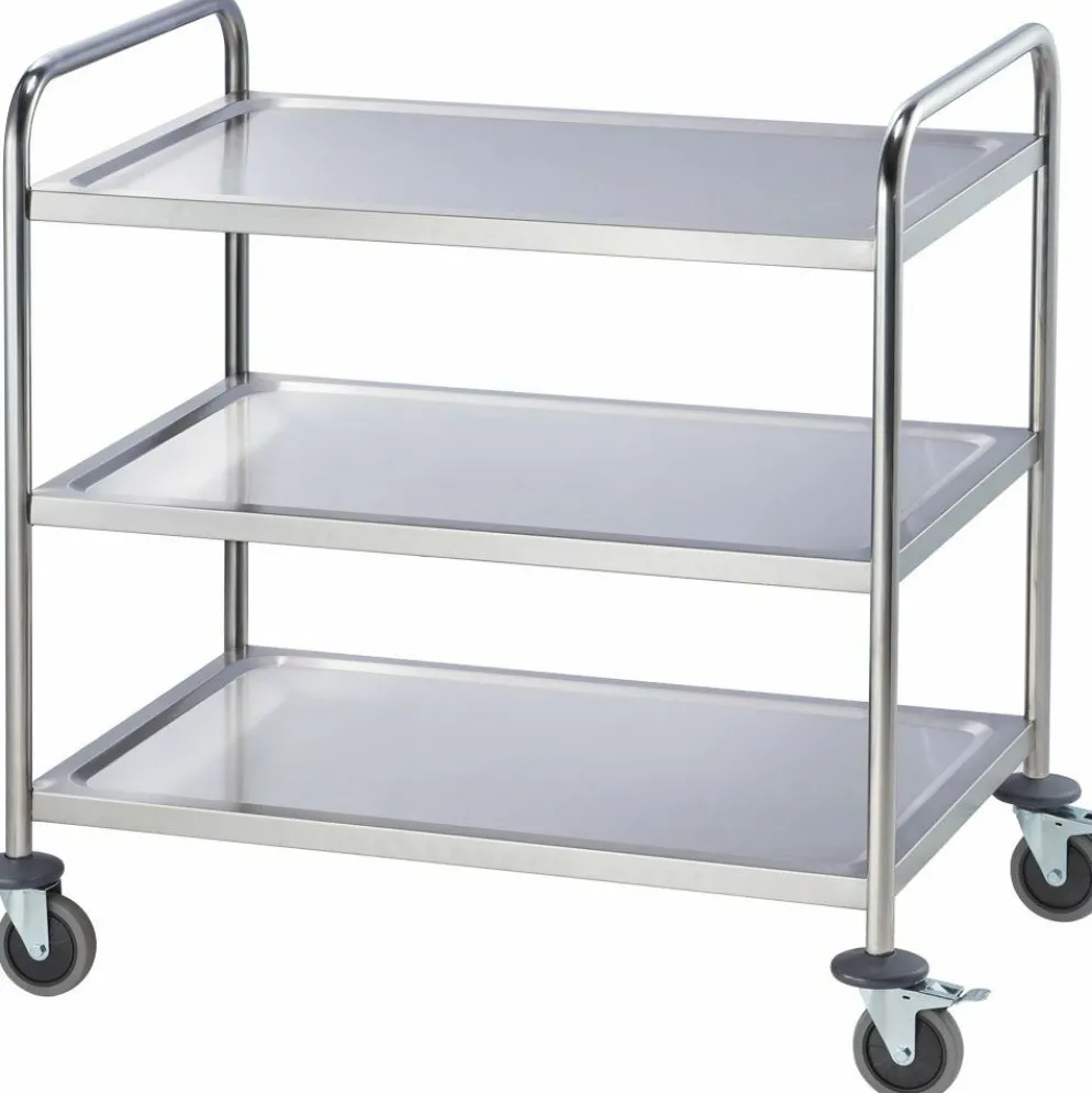 Servierwagen aus Edelstahl, mit drei Borden, 860x540x920mm