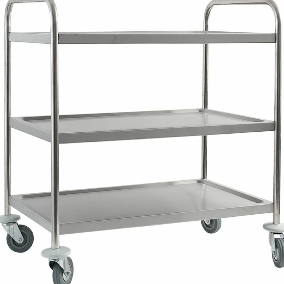 Servierwagen aus Edelstahl, mit drei Borden, 845x525x940mm