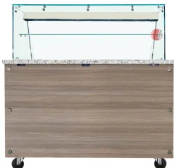 Skyrainbow Bain-Marie Theke für 2x GN1/1 mit Glasaufsatz, Glasablage, Breite 880mm