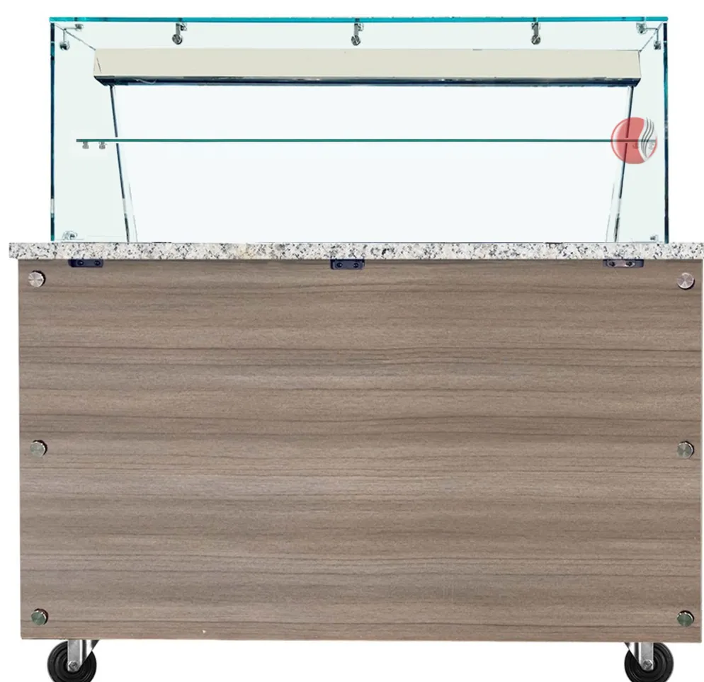 Skyrainbow Bain-Marie Theke für 2x GN1/1 mit Glasaufsatz, Glasablage, Breite 880mm