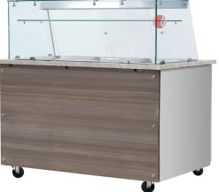 Skyrainbow Bain-Marie Theke für 2x GN1/1 mit Glasaufsatz, Glasablage, Breite 880mm