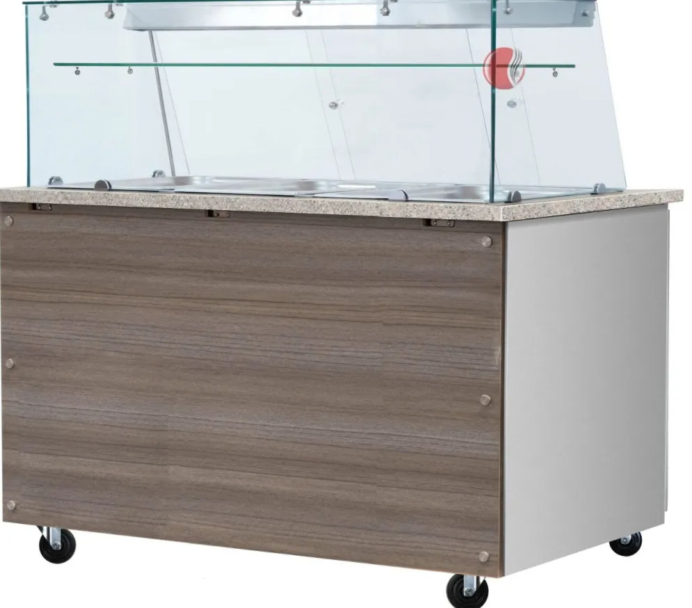 Skyrainbow Bain-Marie Theke für 2x GN1/1 mit Glasaufsatz, Glasablage, Breite 880mm