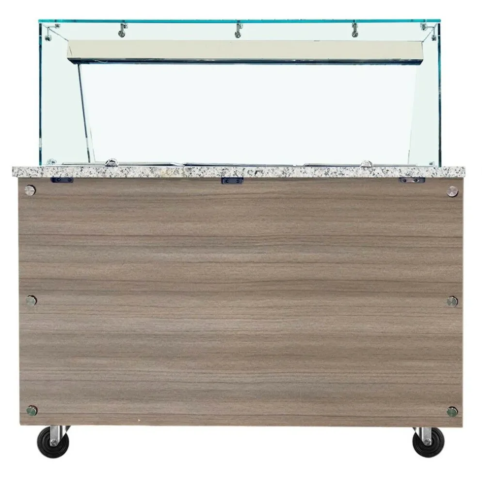 Skyrainbow Bain-Marie Theke 3x GN1/1 mit Glasaufsatz, Breite 1230mm
